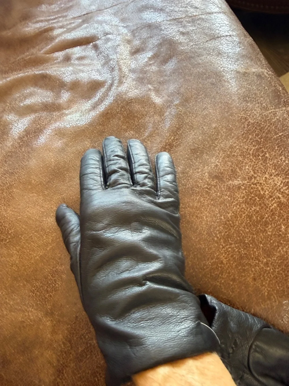 Fownes Black Genuine Leather Gloves Size 7 Warm Lined Classic Winter